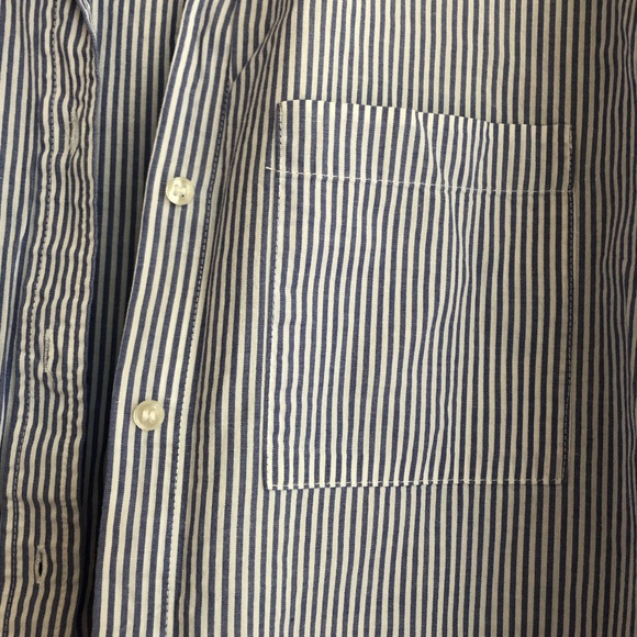 Zara Striped Blue and White Button Up Dress Shirt - Picture 3 of 5